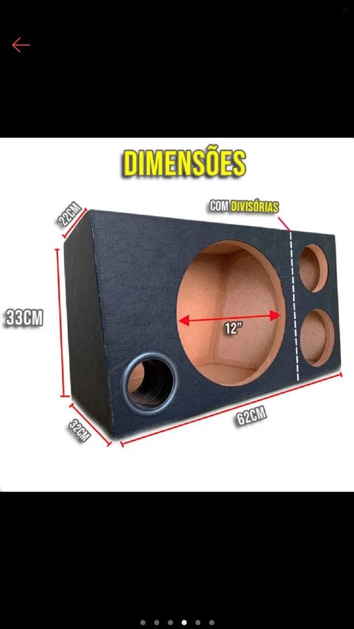 Caixa Trio Som Automotivo Falante. 12 Polegadas 38 Litros 100% Mdf Qualidade Premium. - Foto 4