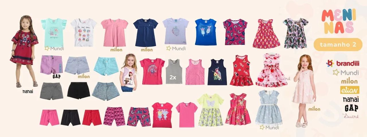 Lote 54 Etiquetas Roupas Infantis NOVAS Tam 2 MeninA revenda