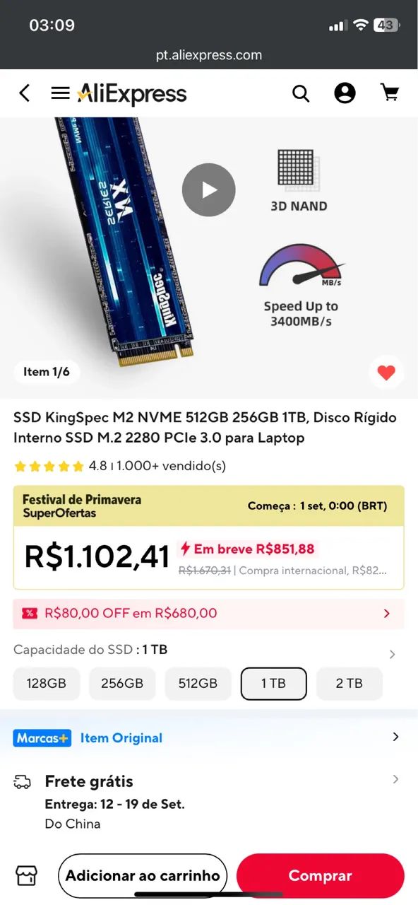 Ssd m.2 1tb NX2280 - Foto 2