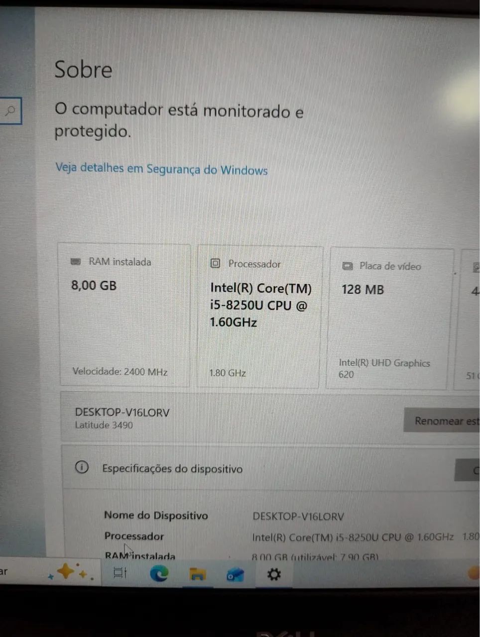 Notebook Dell i5 oitava geração 8gb memória RAM ddr4 e ssd  - Foto 5