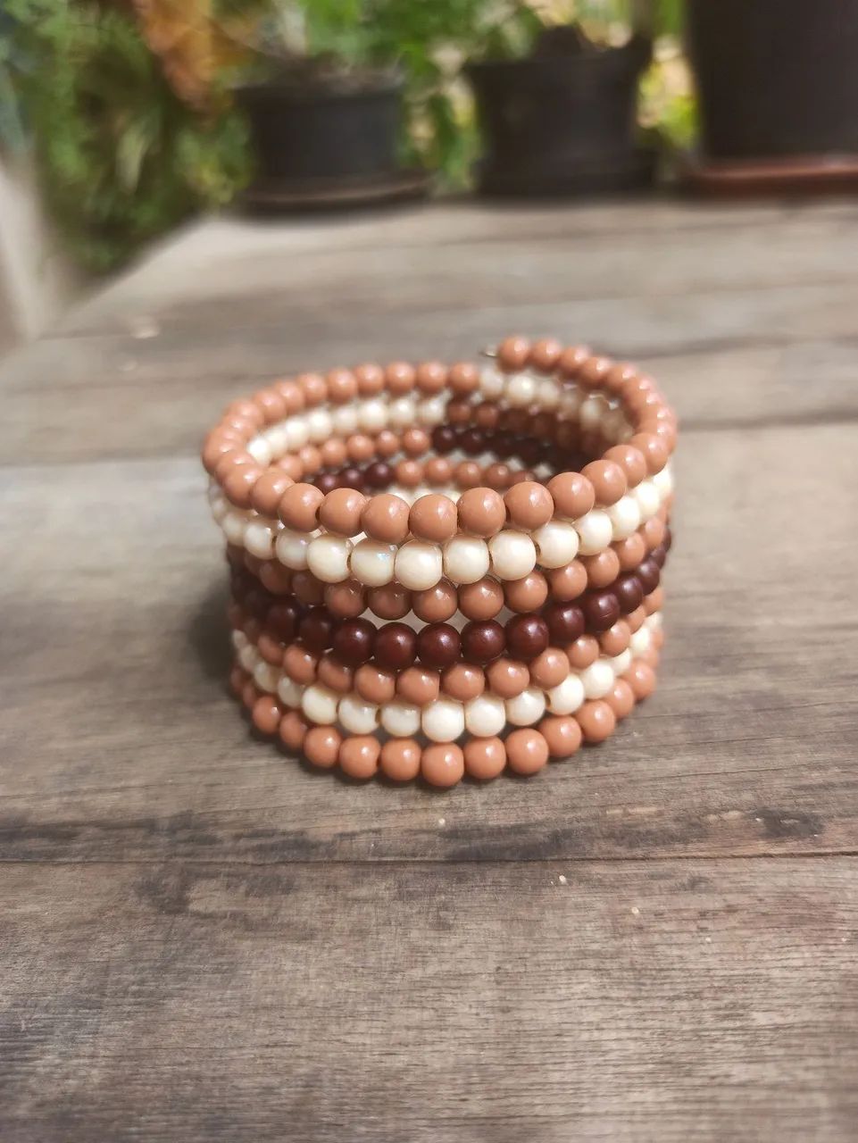 Pulseira de miçanga espiral tona terrosos - Foto 2