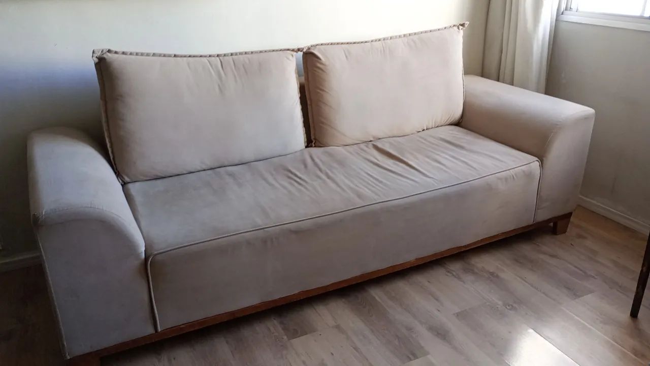 SOFÁ EM SUEDE  COR NUDE GRANDE - Foto 2
