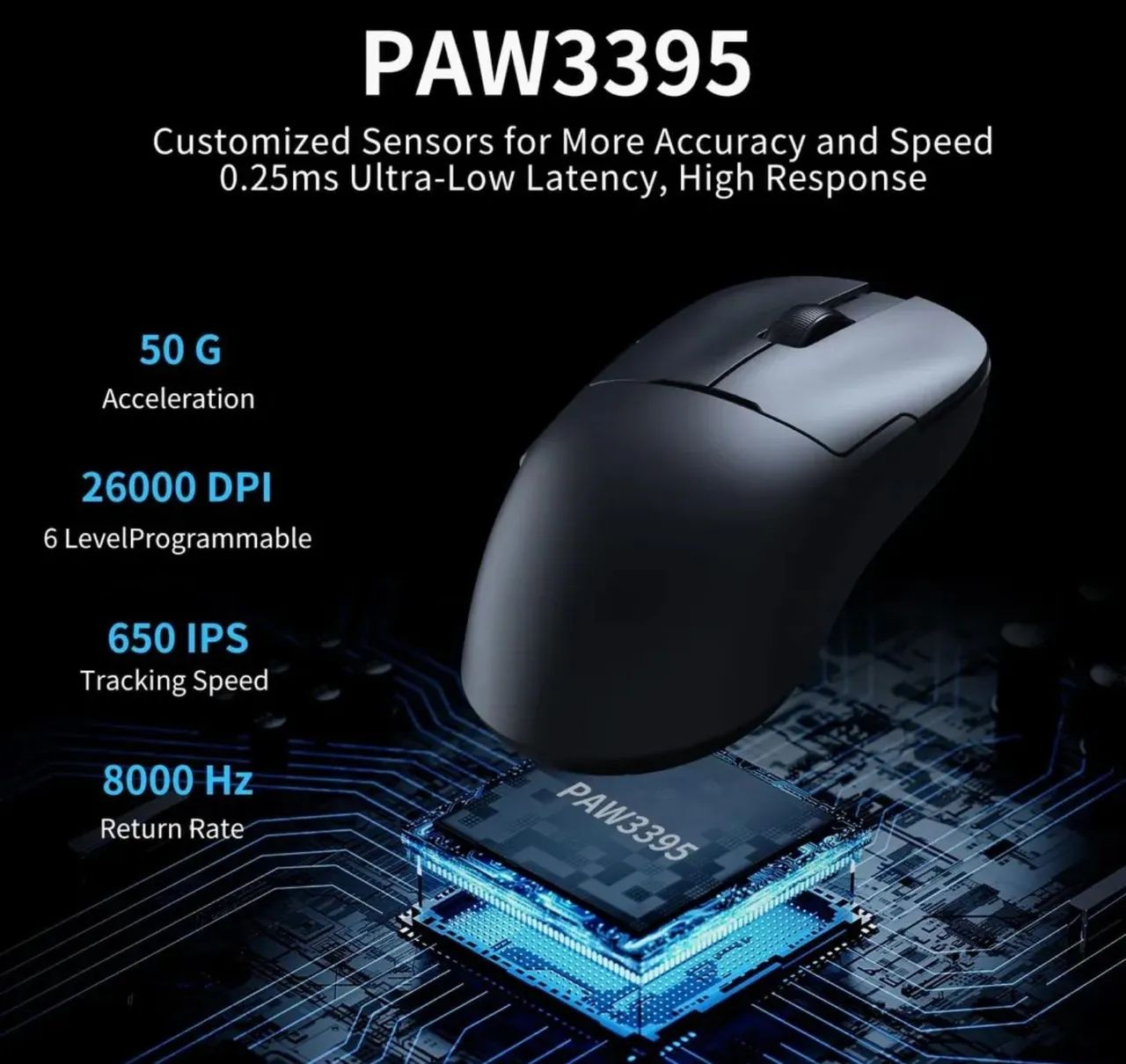 Mouse Gamer Ajazz AJ159 Pro Com Dock de Carregamento Paw 3395 NOVO LACRADO  - Foto 3