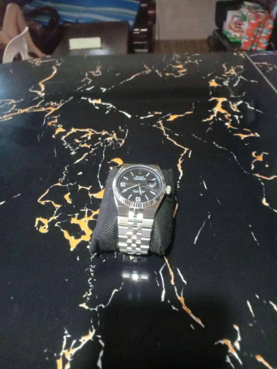 Relógio ROLEX AUTOMÁTICO LAND DWELLER PRATA FUNDO PRETO - Foto 5