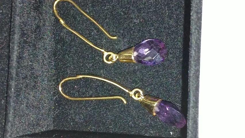 Brinco de ouro 18 com pedra de ametista  - Foto 4