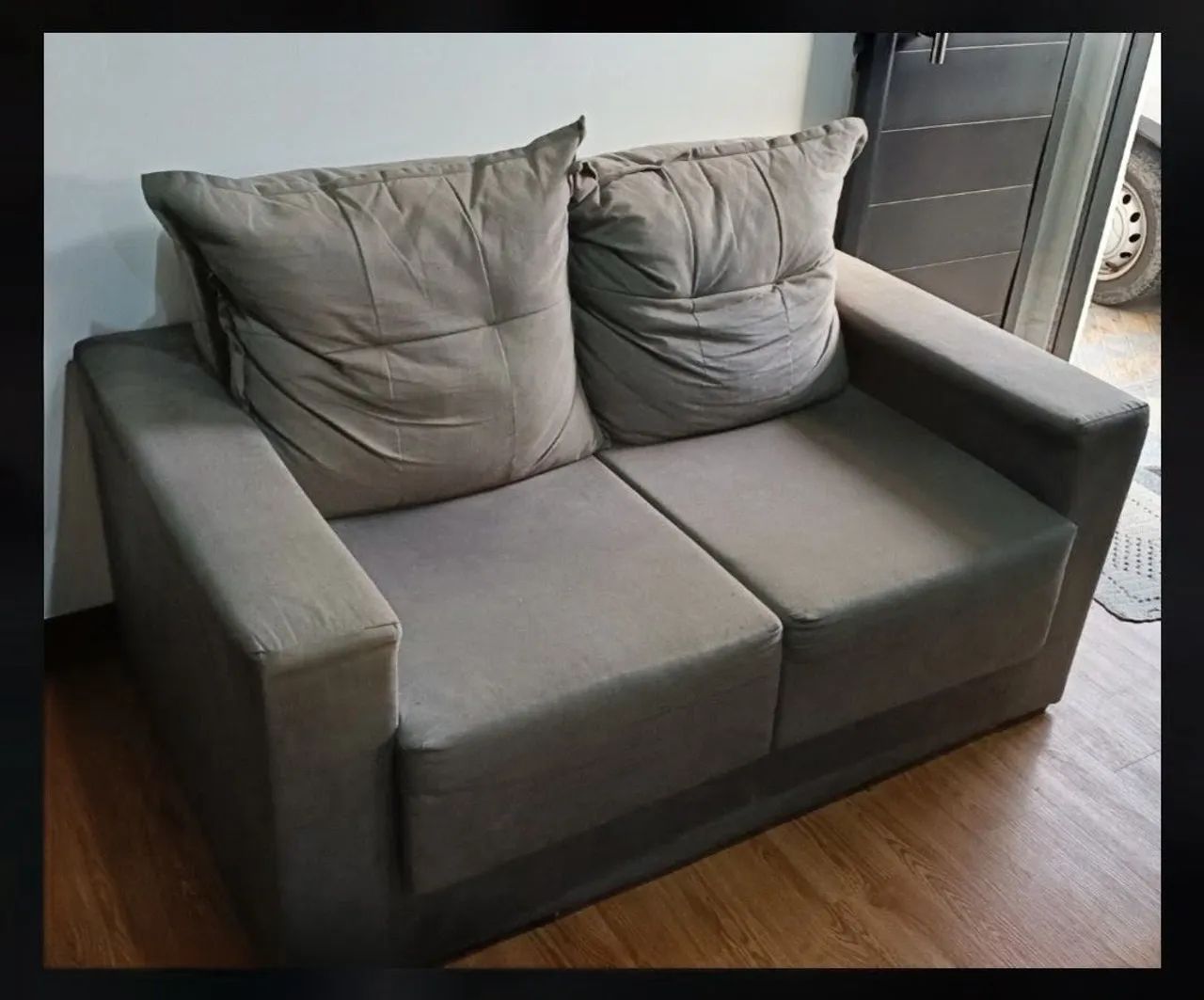 Sofá 2 lugares Fixo - Suede Cinza  - Foto 3