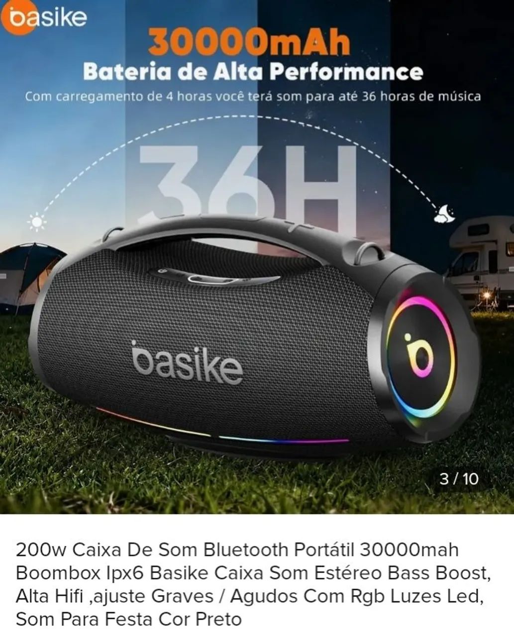 Caixa de som bombox basike 200w - Foto 2