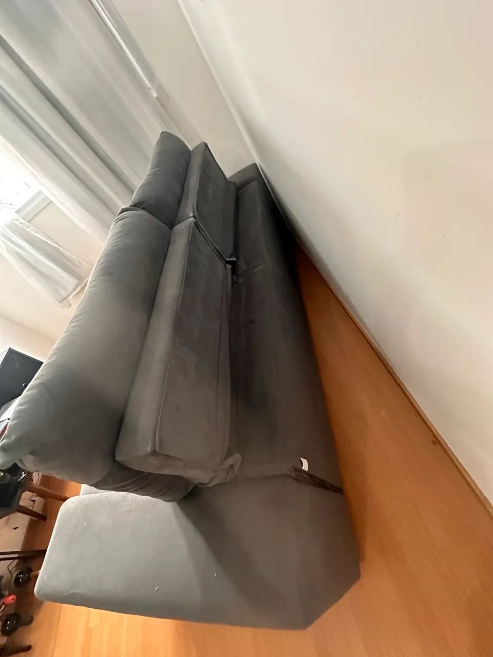 Sofá 3 lugares retrátil cinza  - Foto 5