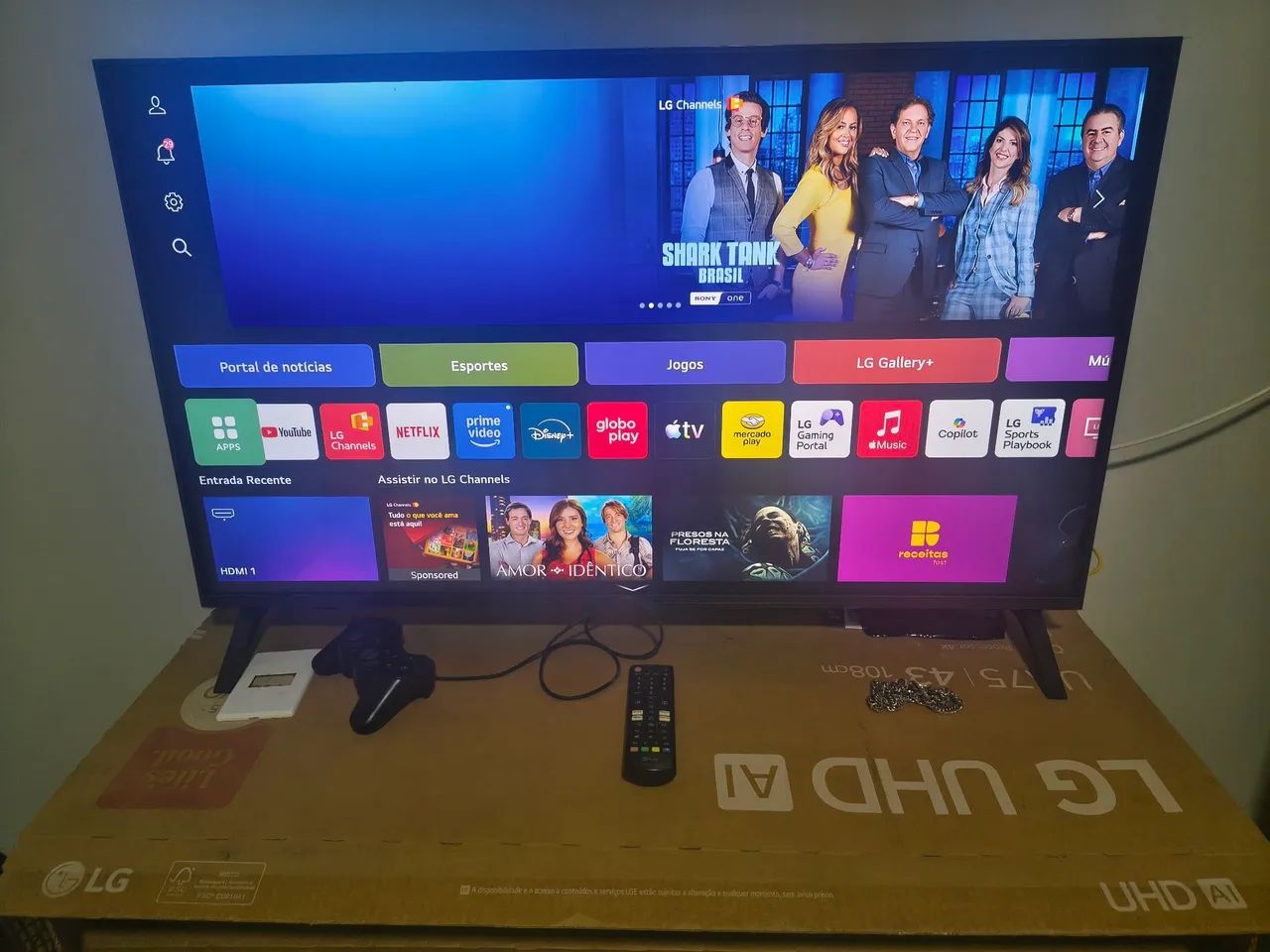 Smart tv lg 43" led 4k uhd smart pro (com caixa, ainda no plástico)<br>