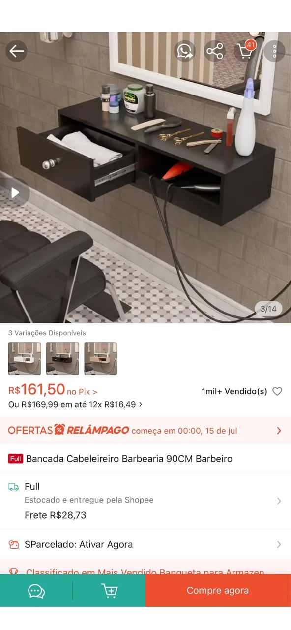 Bancada barbearia 