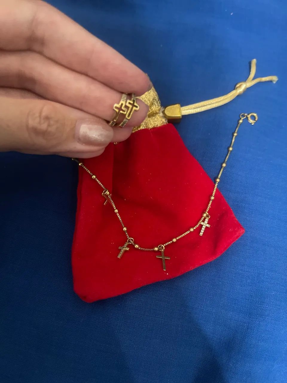 Conjunto Pulseira e Brincos - Cruz em zircônia  - Foto 2