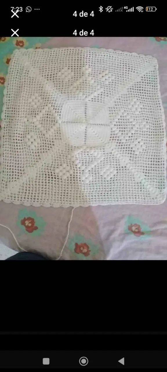 Colcha Crochê Solteiro com capa almofada  - Foto 4
