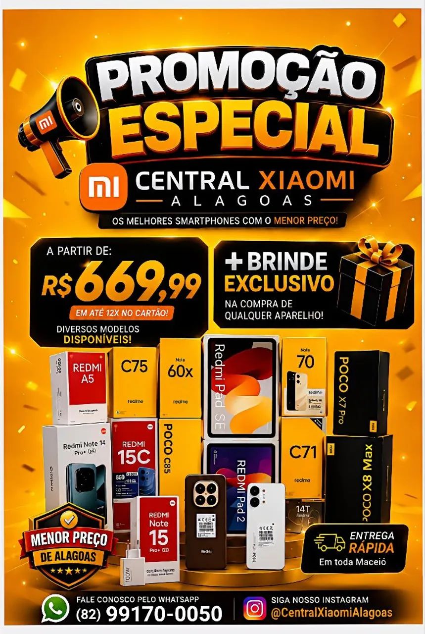 Xiaomi Poco X8 Pro Max 5G, Poco X7 Pro 5G, Redmi 15C e Diversos Modelos Disponíveis 