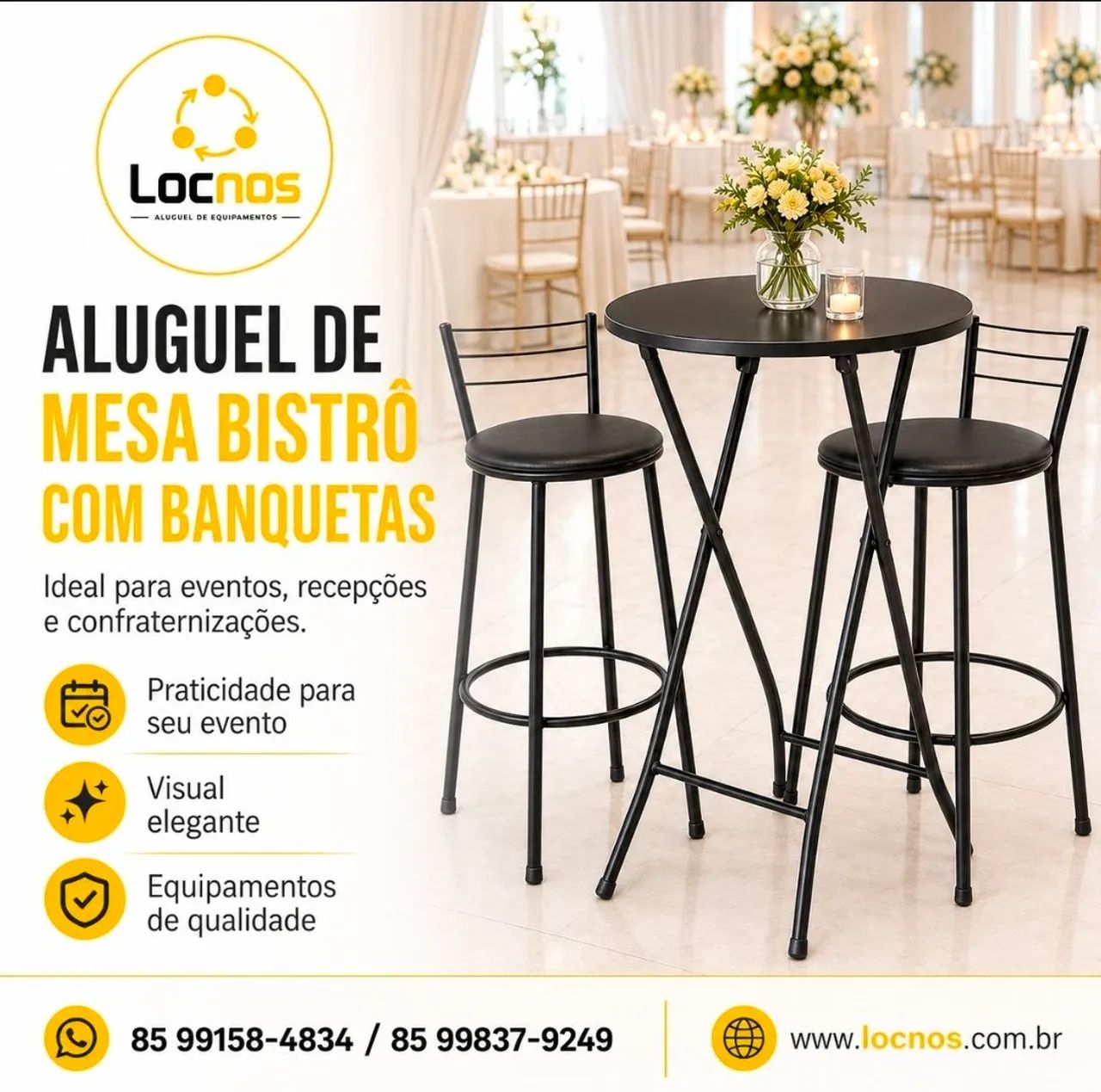 Aluguel de mesas bistro banquetas para eventos e festas