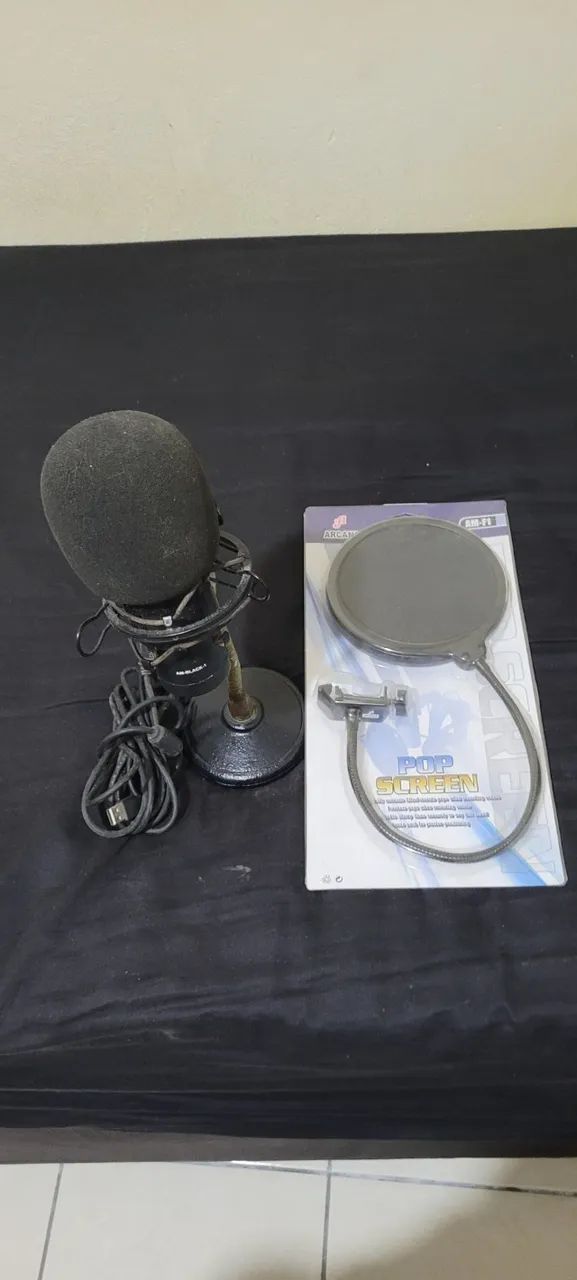 Microfone Arcano AM-BLACK-1 USB + Pedestal + Shock Mount + Pop Filter - Foto 3
