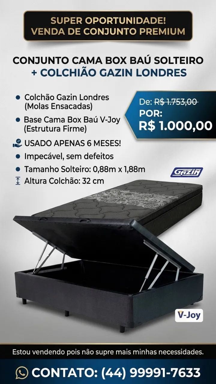 Venda de Box baú e colchão (700 reais) abaixo do mercado 