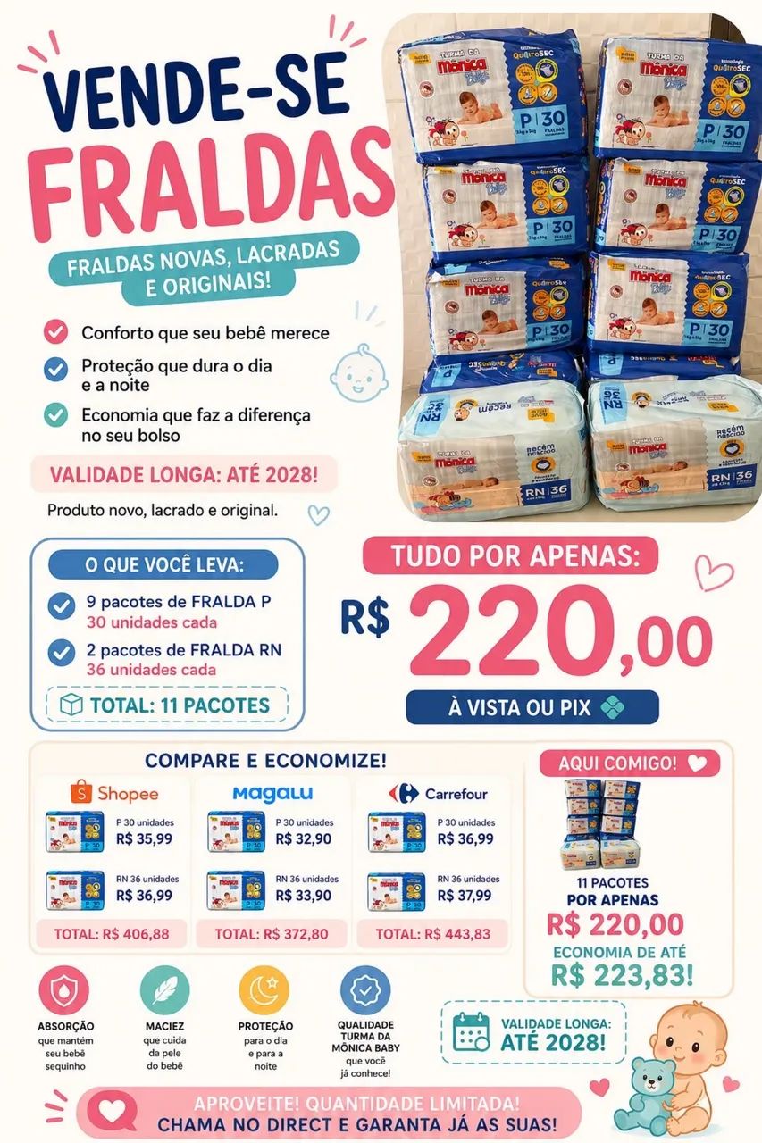Fraldas P e RN (Combo) - Foto 2