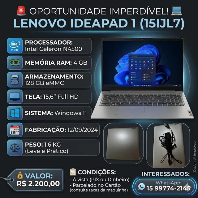 Notebook Lenovo IdeaPad 1 15.6" Full HD
