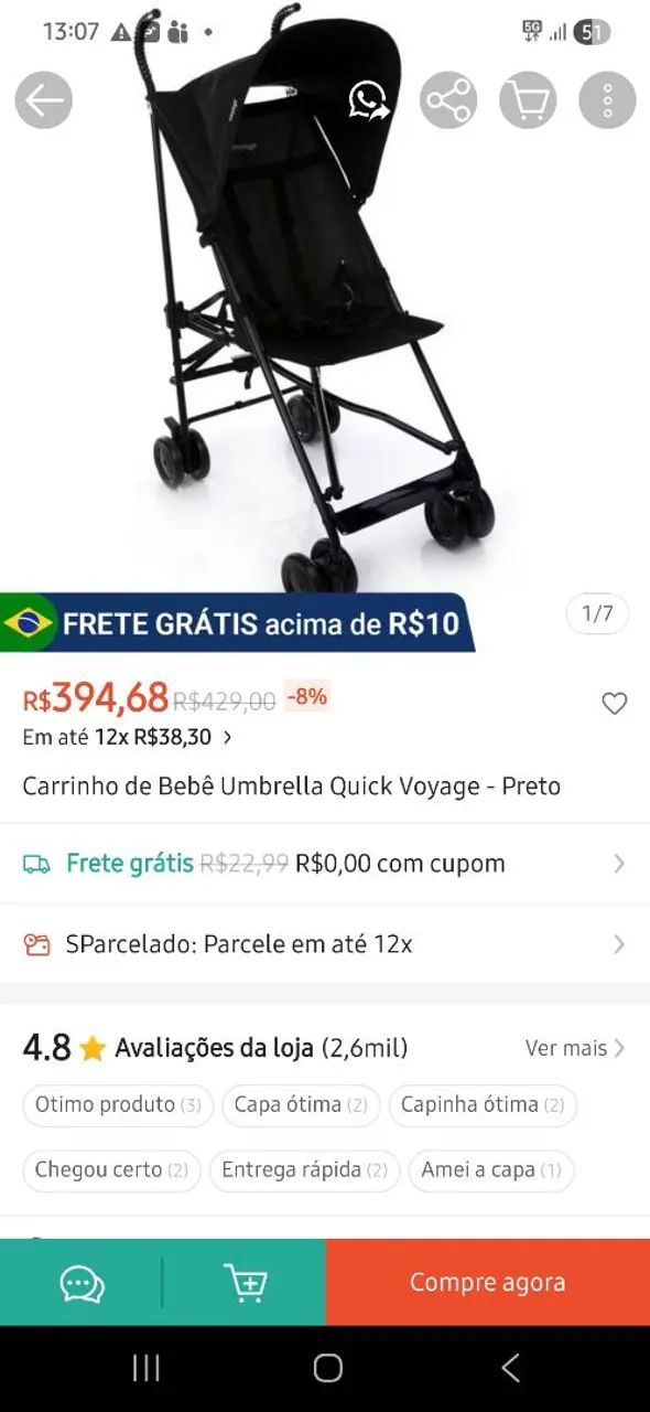 Carrinho Guarda-chuva bebê - Foto 4