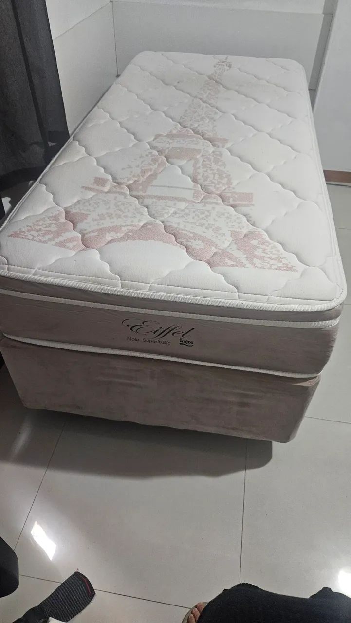 Cama box solteiro colchão mola 