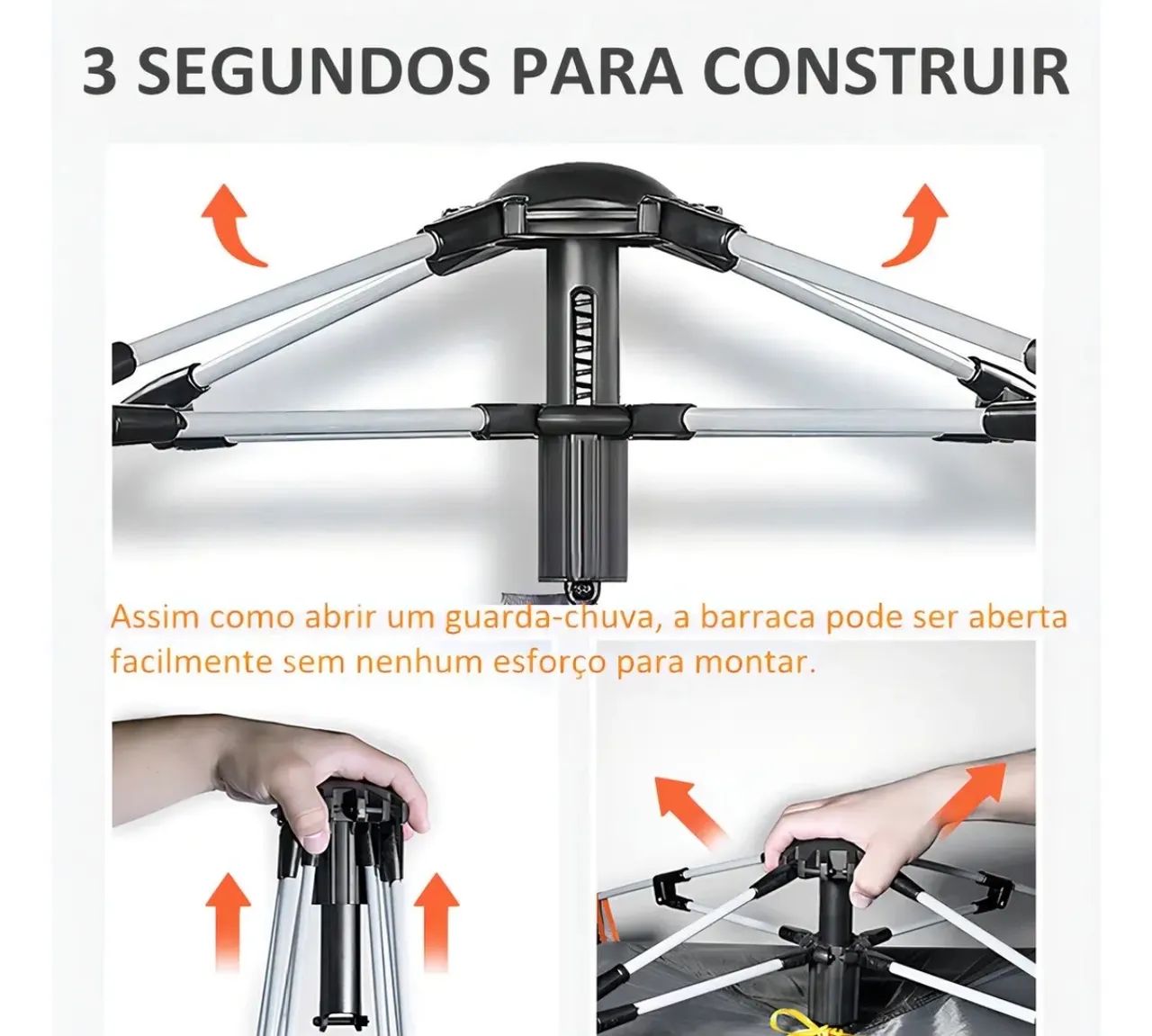 Barraca -  4 Pessoas 210x210cm Ventilada Impermeável 1500mm - Foto 6