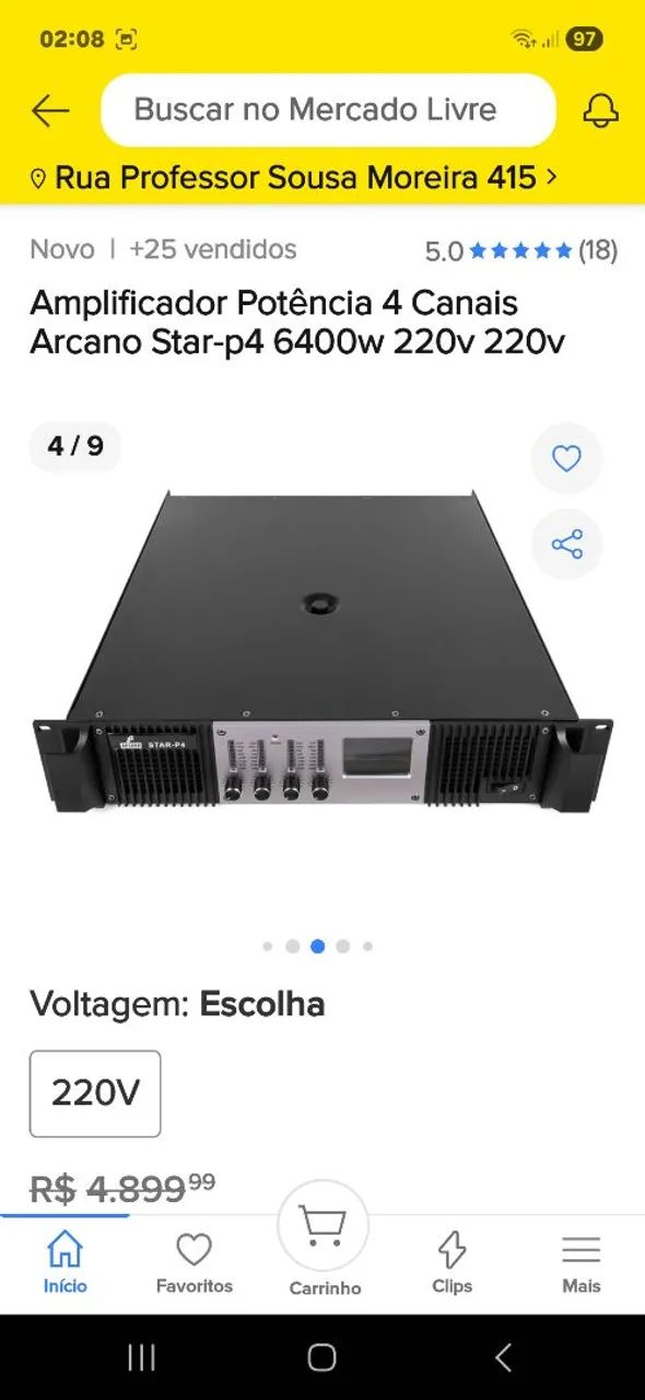 Amplificador de potência 4 canais arcano star-p4 6400 wats rms 220V  - Foto 2