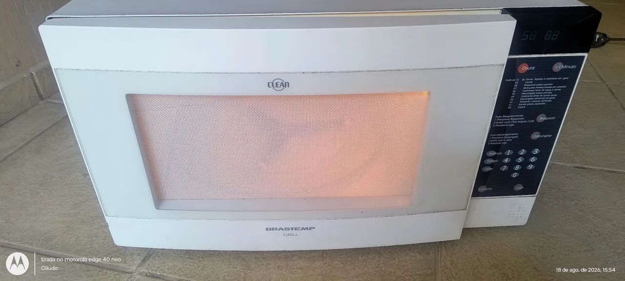 vendo microondas Brastemp, funcionando perfeitamente,com grill 34litros 