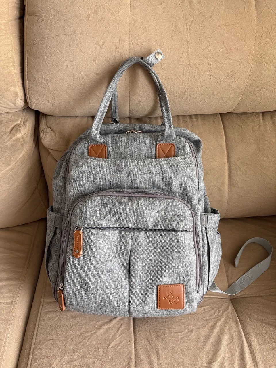 Bolsa mochila maternidade LB cinza 