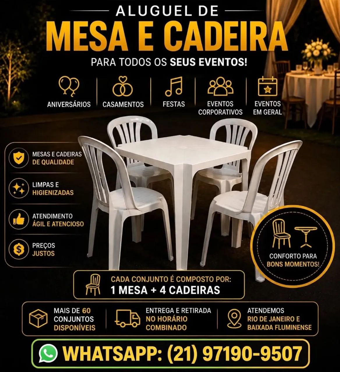 Aluguel de mesas e cadeiras