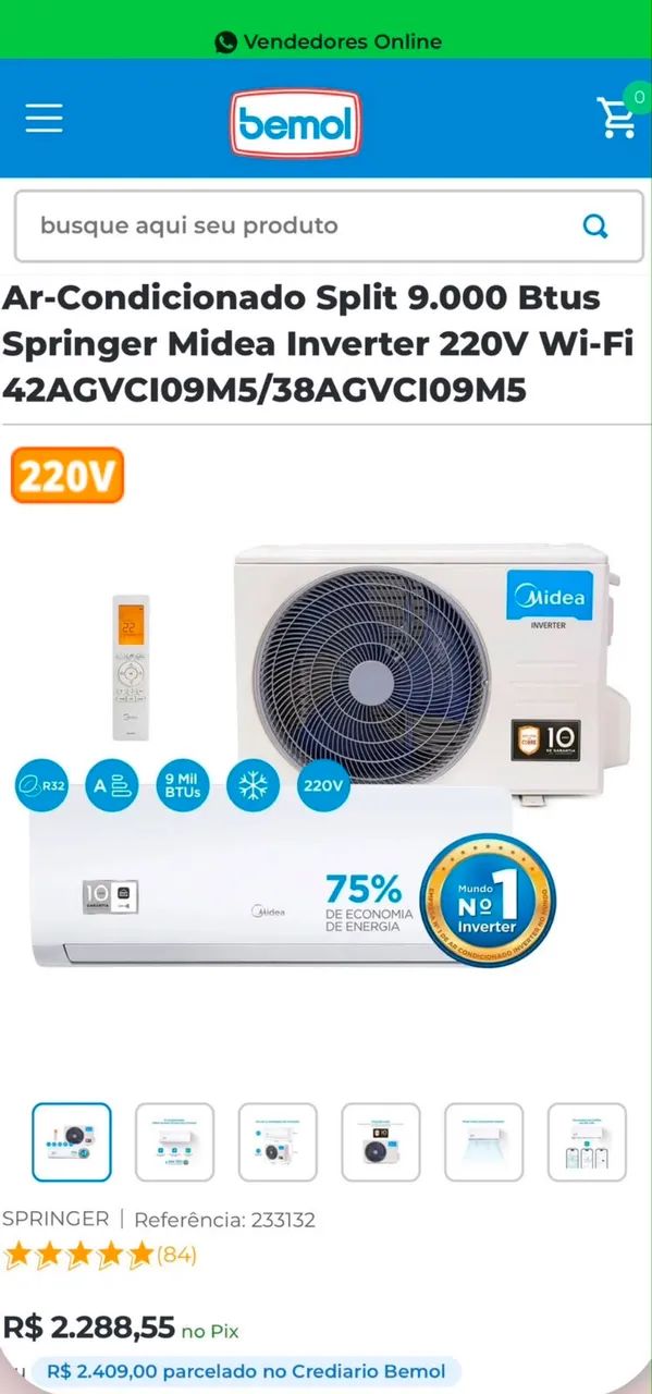 Ar-Condicionado Split 9.000 Btus Springer Midea - Foto 2