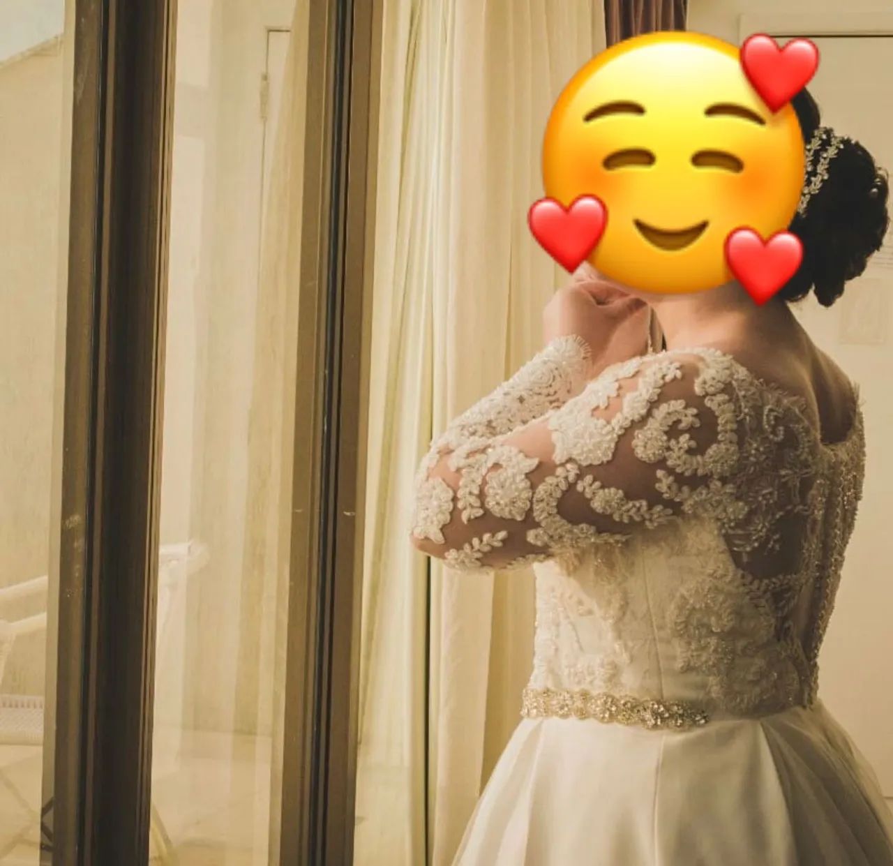 Vestido de noiva com renda e bordado cor marfim - Foto 2