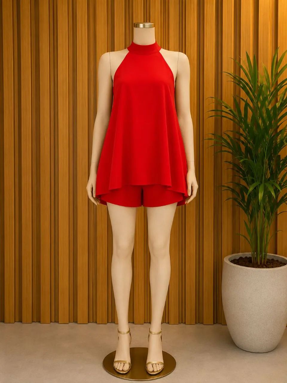 Vestido com Short Vermelho 