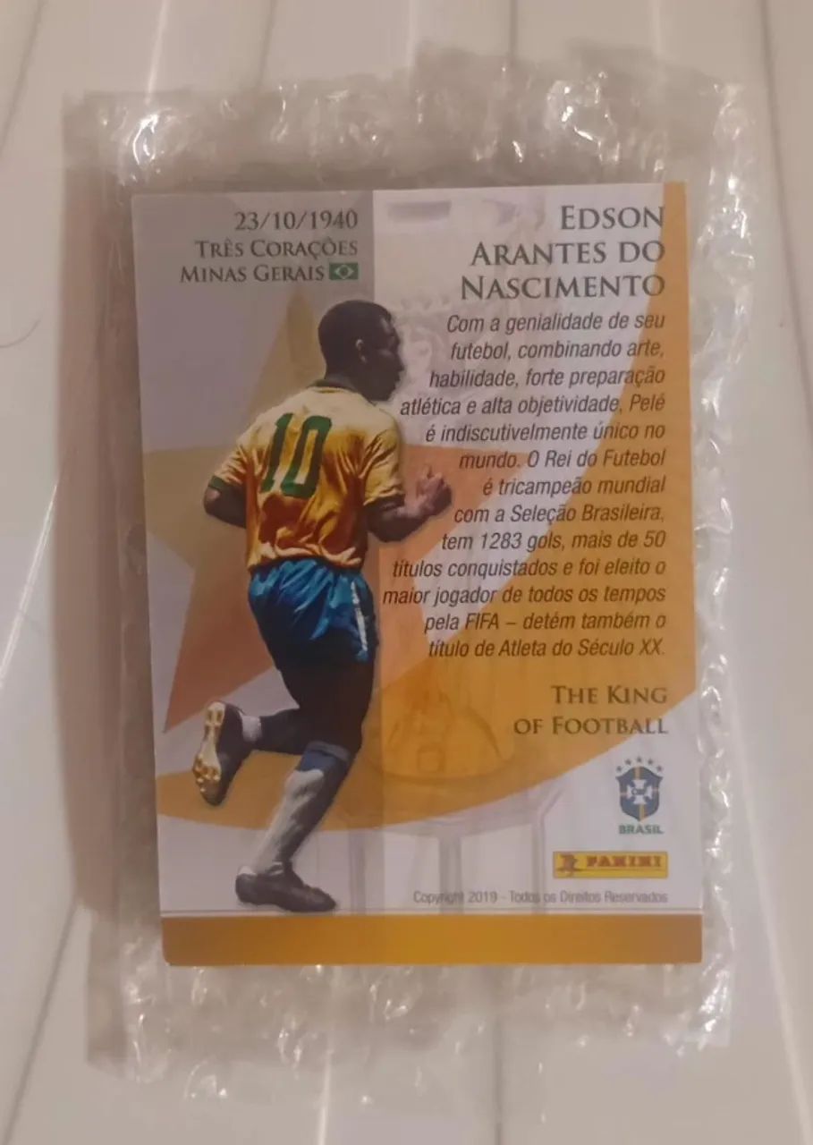 Card Especial Dourado do Rei Pelé Autografado, Original Panini - Foto 2