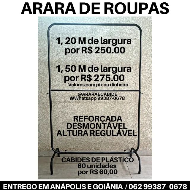 Arara de roupas NOVA, RESISTENTE, DESMONTÁVEL 