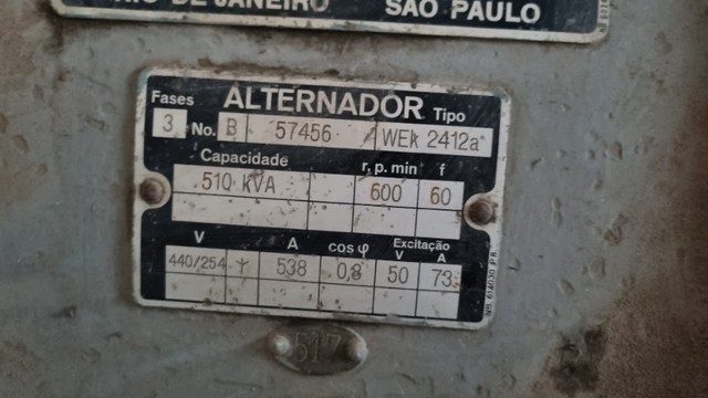 Gerador de baixa rotação para hidroelétrica - 510 kva em 600 rpm. - Foto 3