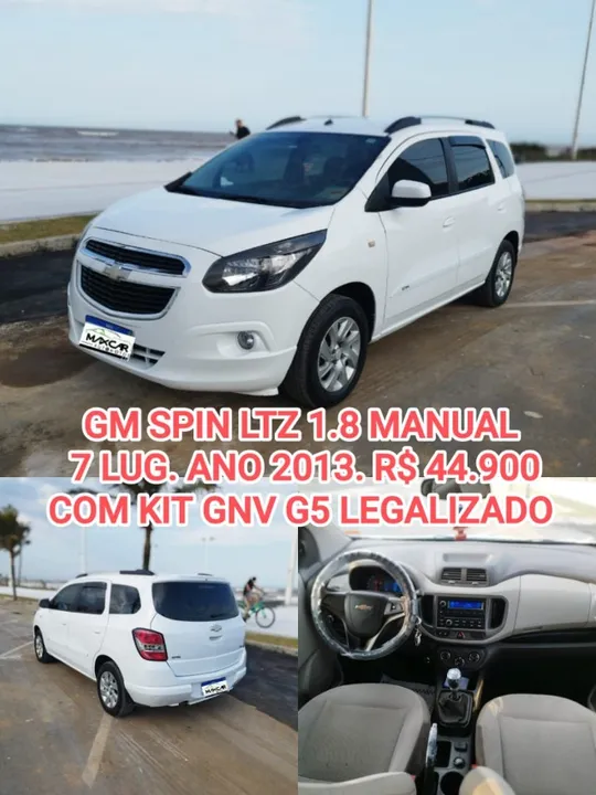 GM Chevrolet Spin LTz 1.8 7 Lugares com gnv G5 Ano 2013 R$ 44.900