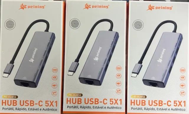 Adaptador Hub Tipo-c 5 Em 1 / Hdmi, 2x Usb, Lan E Tipo-c