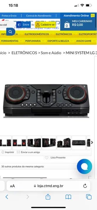 Mini System LG 3500W com Bluetooth