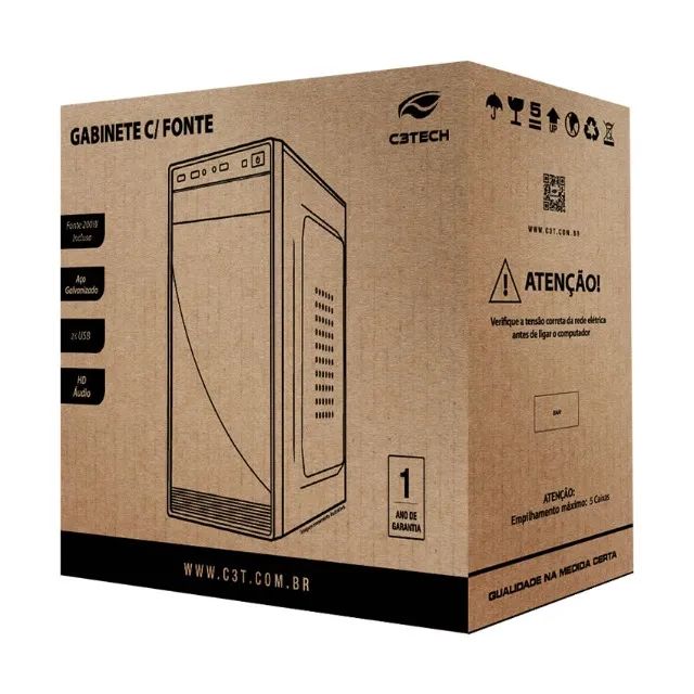 Gabinete C3Tech ATX, Com Fonte 200W, Preto - MT-34BK - Foto 3