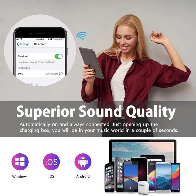 Fone de ouvido i12 sem fio bluetooth  - Foto 3