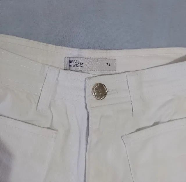 Short Jeans Branco Bluesteel tamanho 34 - Foto 3