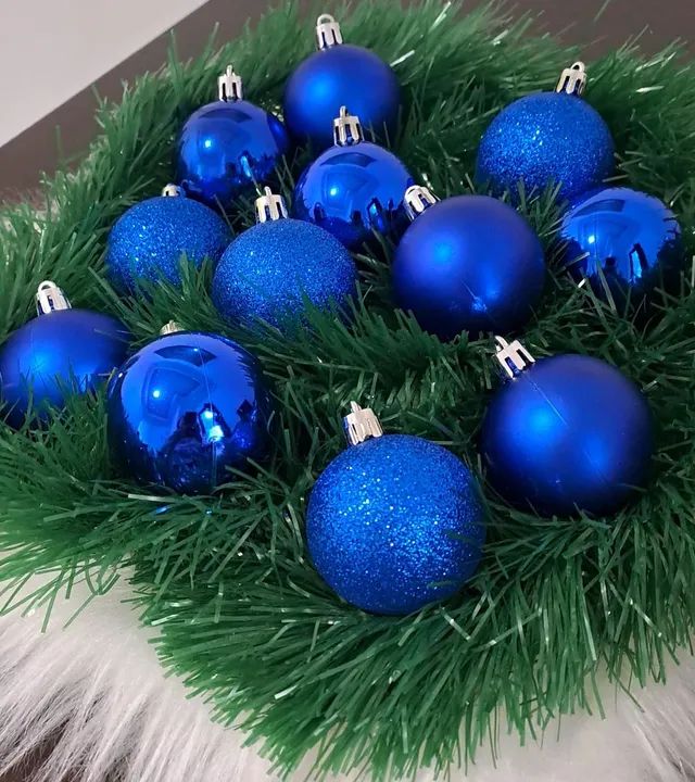 Enfeites de Natal Azul - Pacotes com 12 peças - 5cm - Foto 2