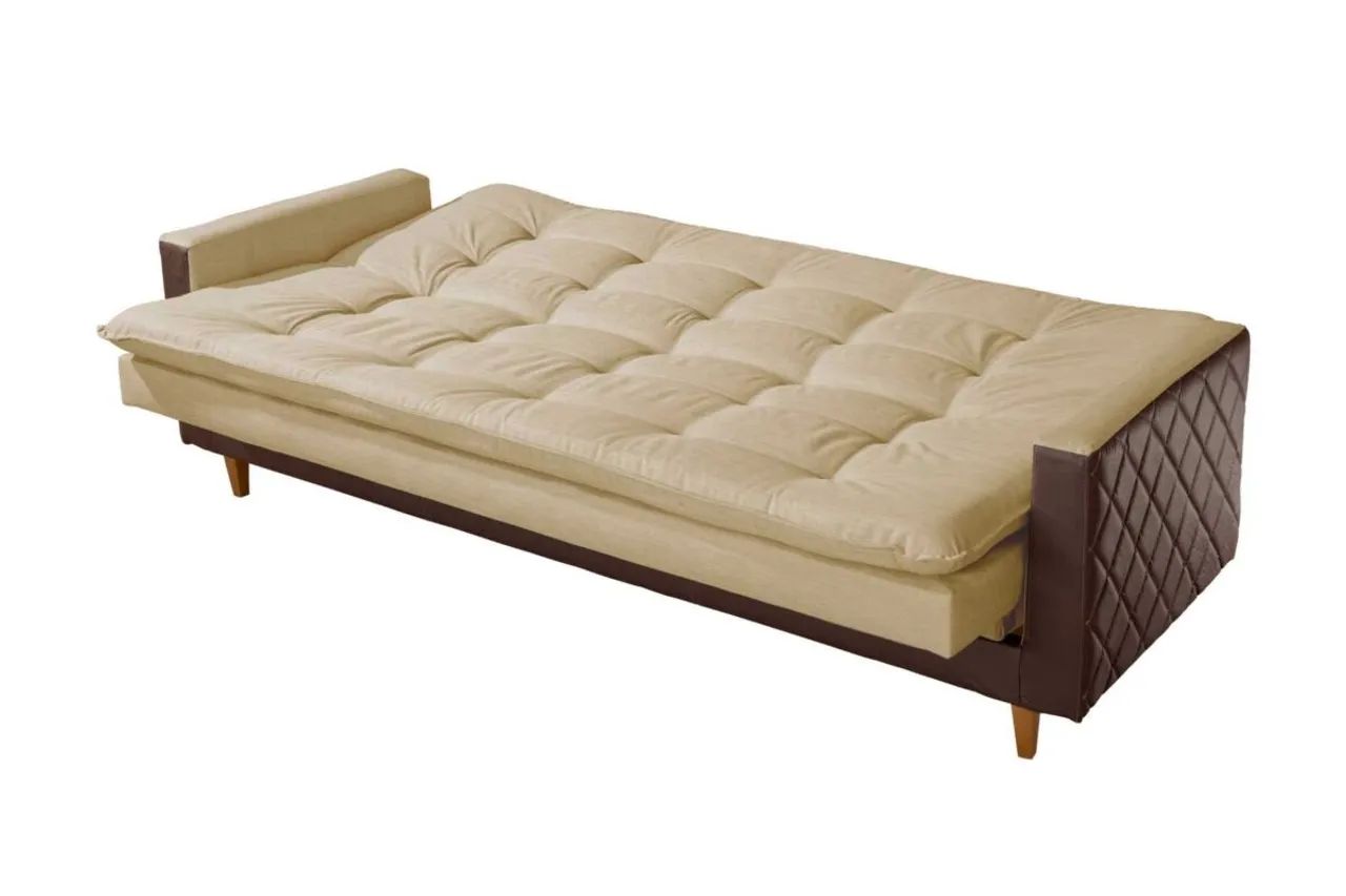 Sofá-Cama 210cm Linho Bege Super Design r433 - Foto 3