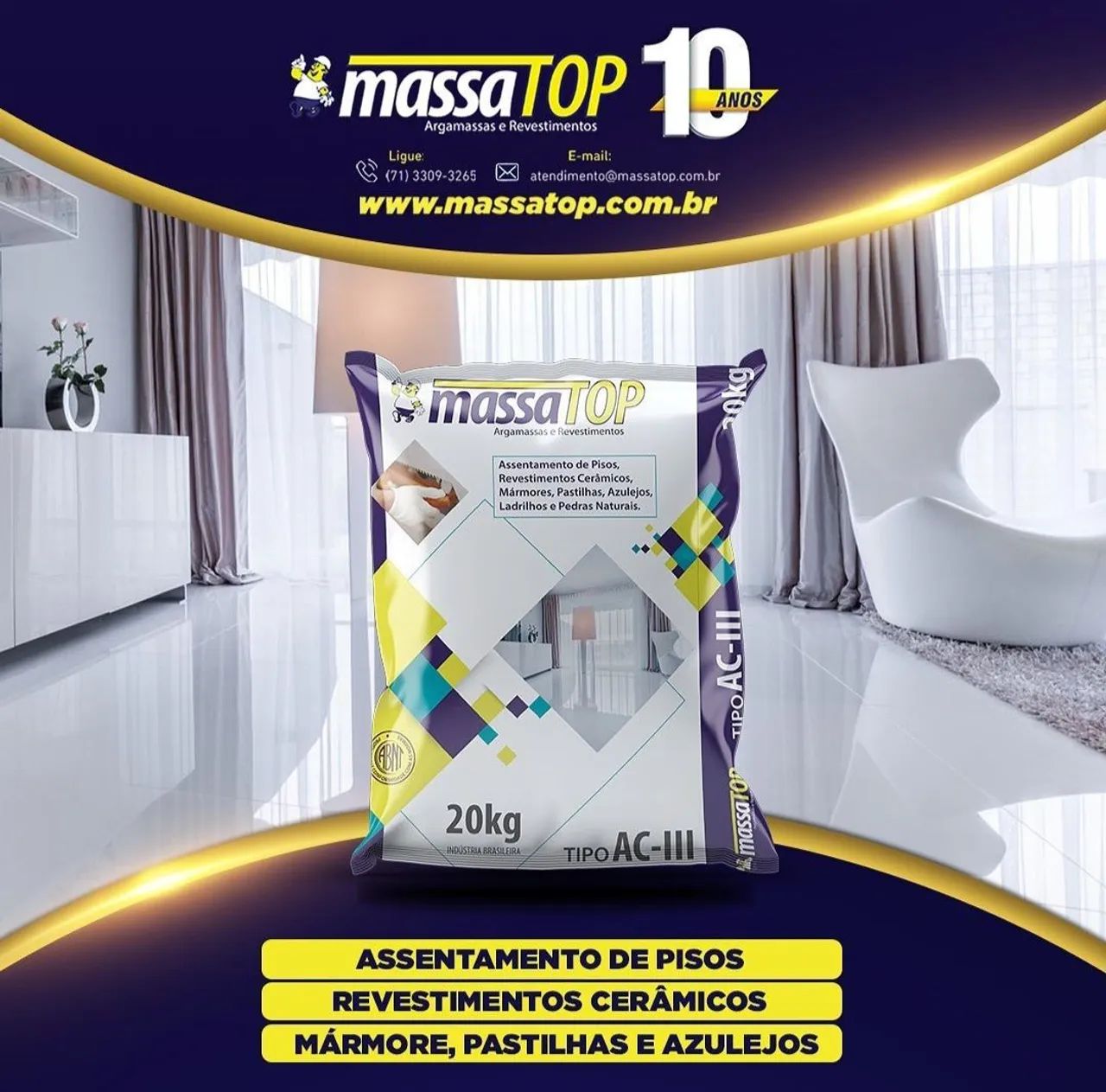 Argamassa Ac3 porcelanato R$27,60 à vista-R$32,99cartão massa TOP 20k