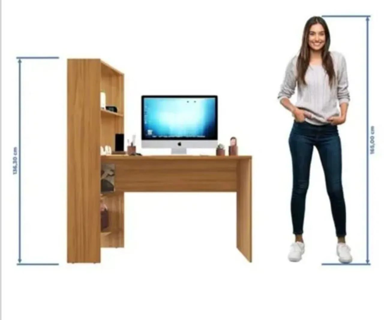 Mesa reta com prateleiras  - Foto 3