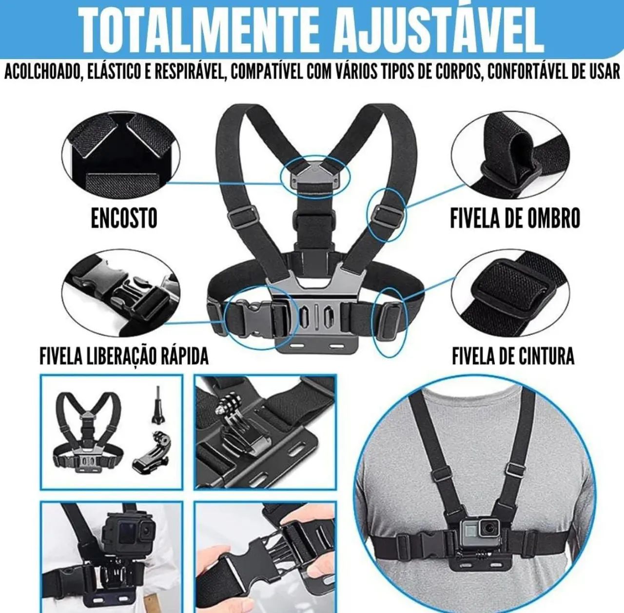 Suporte Peitoral para Celular e Câmera - Ação Livre - Foto 2