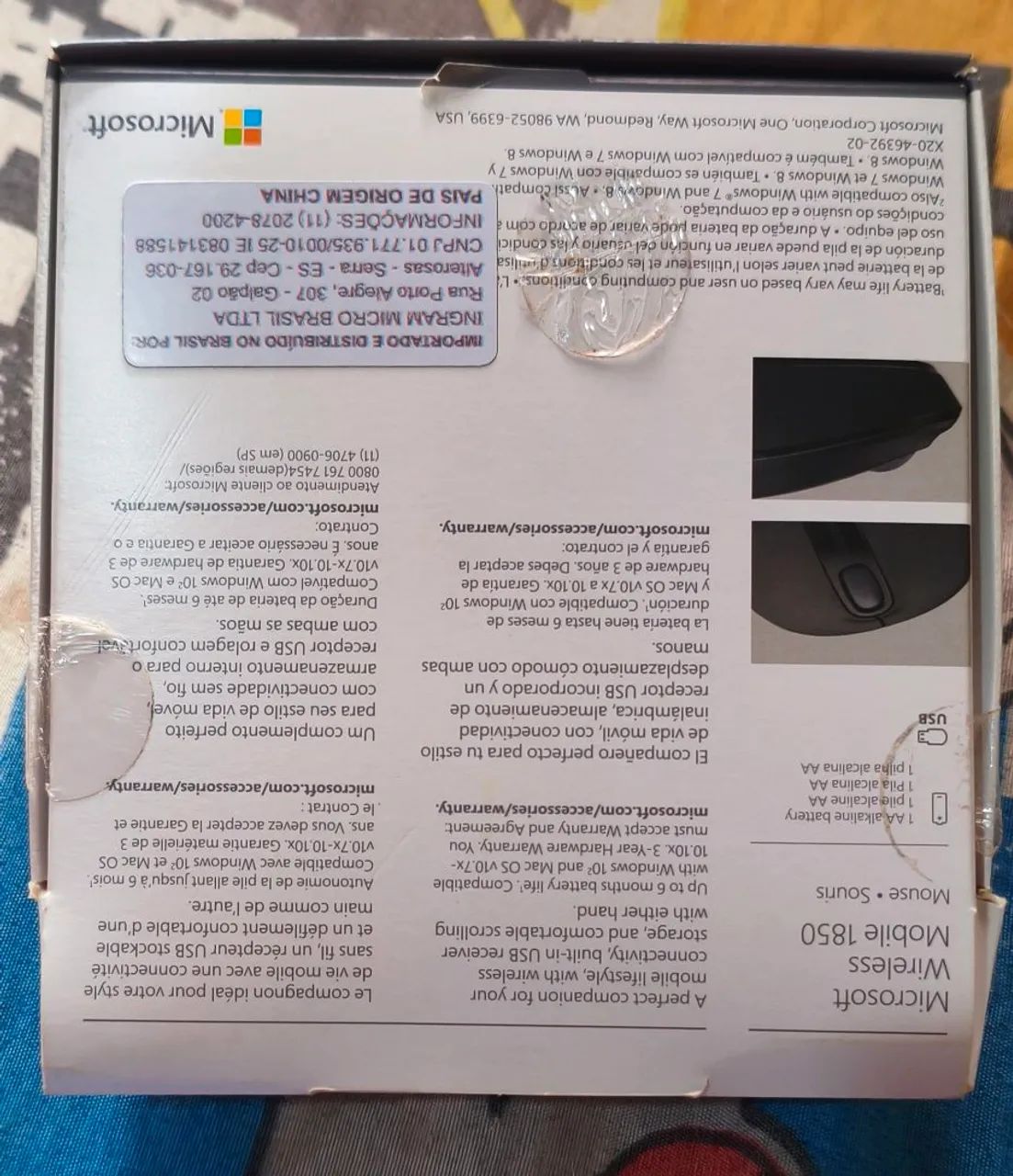 Mouse sem fio Microsoft modelo:1850 preto