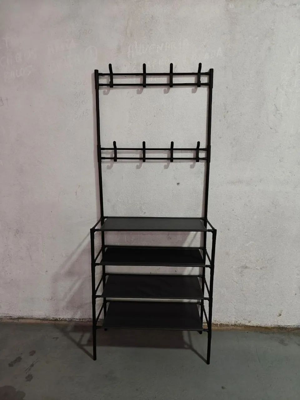 Sapateira de Metal com Cabideiro Preto