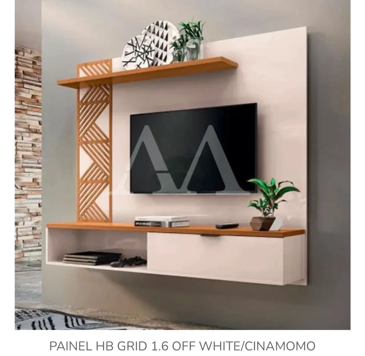 Painel para TV HB Grid 1.6 Off White/Cinamomo/ Melhor preço do mundo!