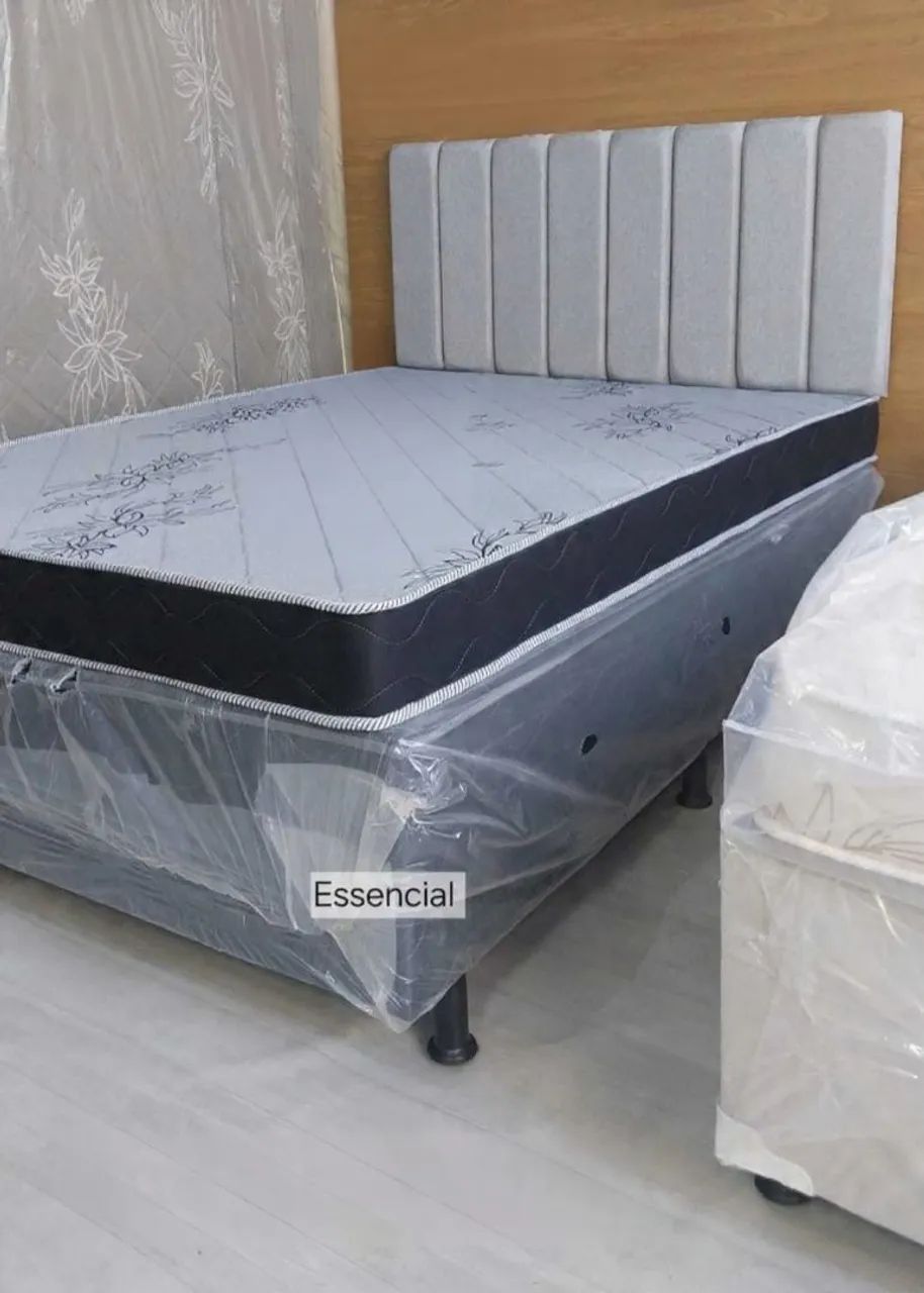 Cama box casal base e colchão 